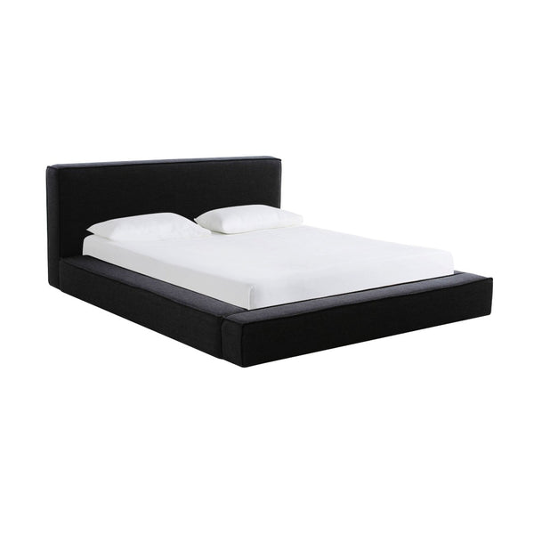 TOV Furniture Olafur Upholstered Bed - Modern Linen Design with Soft Cushions and Mid-Century Style for Comfort Black / Queen TOV-B68820