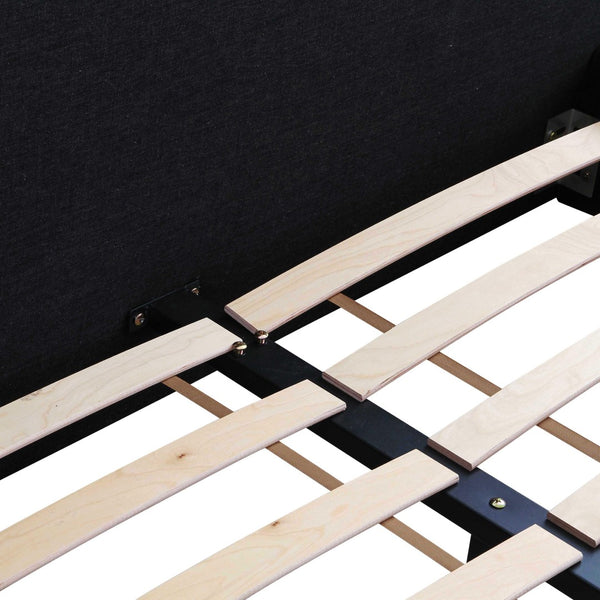 TOV Furniture Olafur Upholstered Bed - Modern Linen Design with Soft Cushions and Mid-Century Style for Comfort Black / Queen TOV-B68820