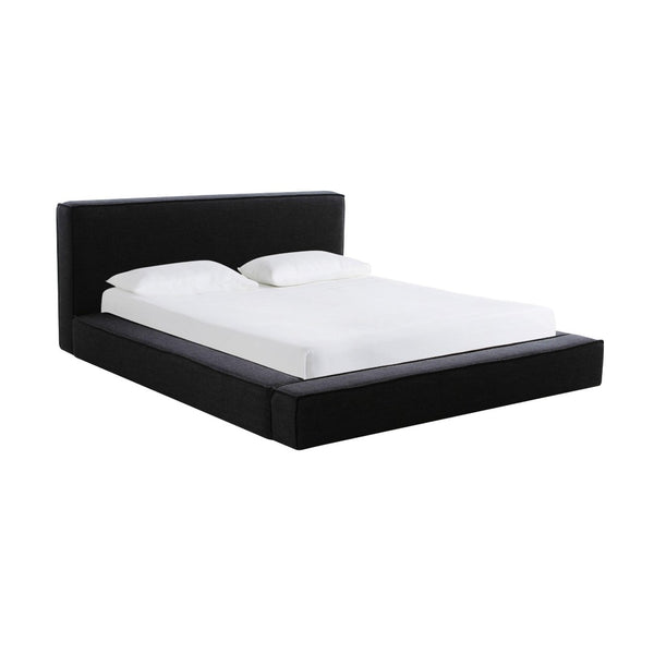 TOV Furniture Olafur Upholstered Bed - Modern Linen Design with Soft Cushions and Mid-Century Style for Comfort Black / King TOV-B68821