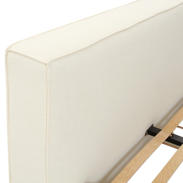 TOV Furniture Olafur Upholstered Bed - Modern Linen Design with Soft Cushions and Mid-Century Style for Comfort Cream / Queen TOV-B68822