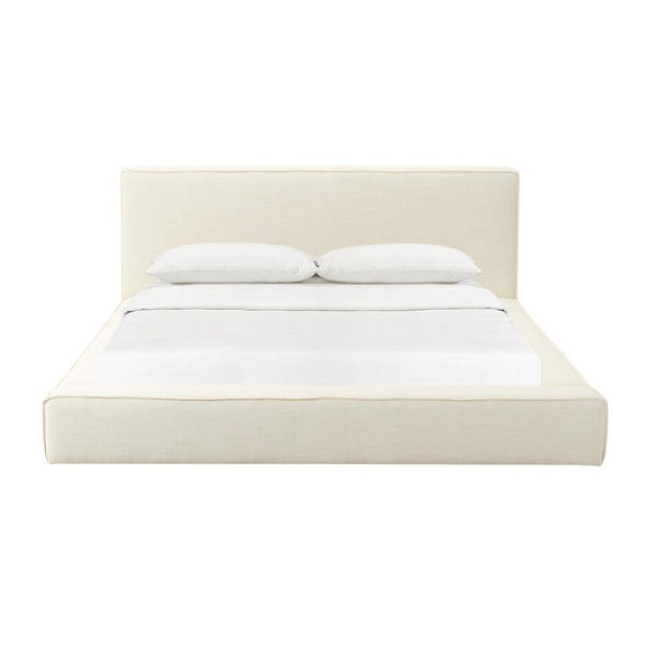 TOV Furniture Olafur Upholstered Bed - Modern Linen Design with Soft Cushions and Mid-Century Style for Comfort Cream / King TOV-B68823
