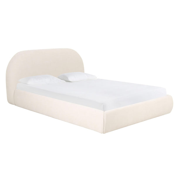 TOV Furniture Bara Cream Textured Velvet Bed – Luxurious Modern Centerpiece for Stylish & Cozy Bedroom Retreat Queen TOV-B68876