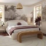 Bara Cream Textured Velvet Queen Bed TOV-B68876 TOV Furniture