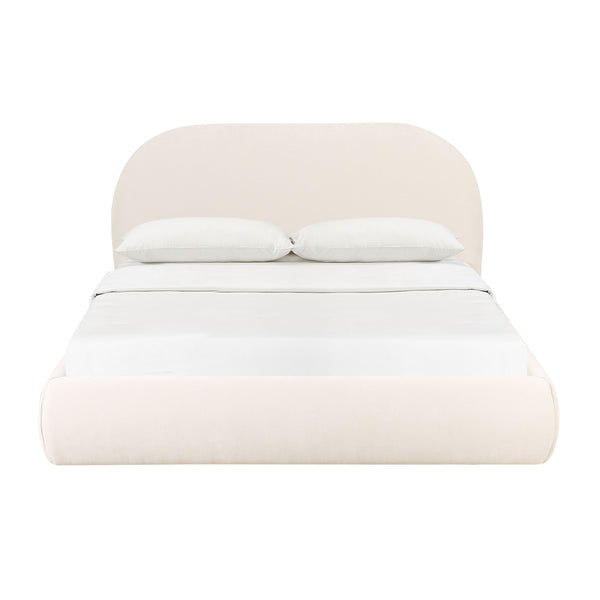 Bara Cream Textured Velvet Queen Bed TOV-B68876 TOV Furniture