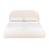 Bara Cream Textured Velvet Queen Bed TOV-B68876 TOV Furniture