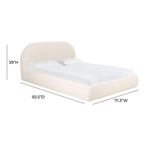 TOV Furniture Bara Cream Textured Velvet Bed – Luxurious Modern Centerpiece for Stylish & Cozy Bedroom Retreat Queen TOV-B68876