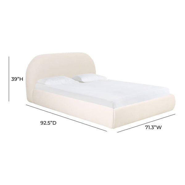 TOV Furniture Bara Cream Textured Velvet Bed – Luxurious Modern Centerpiece for Stylish & Cozy Bedroom Retreat Queen TOV-B68876
