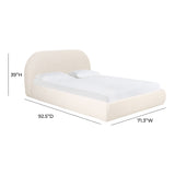 Bara Cream Textured Velvet Queen Bed TOV-B68876 TOV Furniture