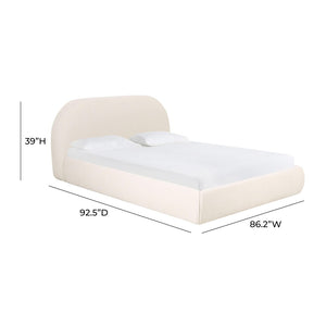 TOV Furniture Bara Cream Textured Velvet Bed – Luxurious Modern Centerpiece for Stylish & Cozy Bedroom Retreat King TOV-B68877