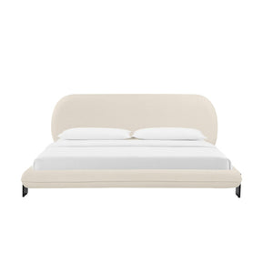 TOV Furniture Ophelia Cream Faux Wool Bed - Plush Mid-Century Design with Oversized Headboard for Cozy Luxury King TOV-B68946
