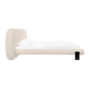 TOV Furniture Ophelia Cream Faux Wool Bed - Plush Mid-Century Design with Oversized Headboard for Cozy Luxury King TOV-B68946