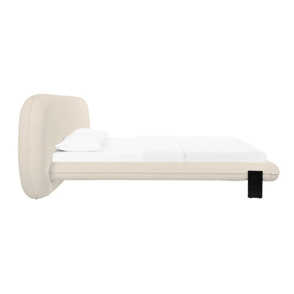 TOV Furniture Ophelia Cream Faux Wool Bed - Plush Mid-Century Design with Oversized Headboard for Cozy Luxury King TOV-B68946