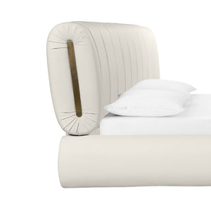TOV Furniture Karol Cream Performance Vegan Leather Bed - Luxurious Italian Design with Durable Comfort & Style Queen TOV-B68947