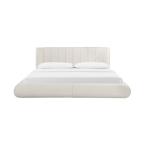 TOV Furniture Karol Cream Performance Vegan Leather Bed - Luxurious Italian Design with Durable Comfort & Style Queen TOV-B68947