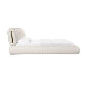 TOV Furniture Karol Cream Performance Vegan Leather Bed - Luxurious Italian Design with Durable Comfort & Style Queen TOV-B68947