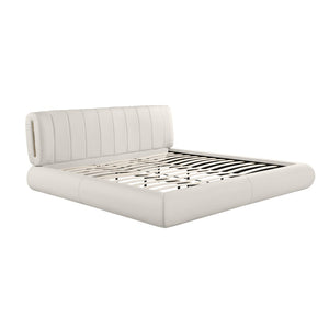 TOV Furniture Karol Cream Performance Vegan Leather Bed - Luxurious Italian Design with Durable Comfort & Style Queen TOV-B68947