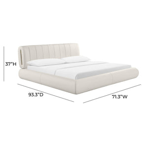 TOV Furniture Karol Cream Performance Vegan Leather Bed - Luxurious Italian Design with Durable Comfort & Style Queen TOV-B68947