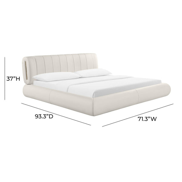 TOV Furniture Karol Cream Performance Vegan Leather Bed - Luxurious Italian Design with Durable Comfort & Style Queen TOV-B68947