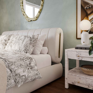 TOV Furniture Karol Cream Performance Vegan Leather Bed - Luxurious Italian Design with Durable Comfort & Style King TOV-B68948