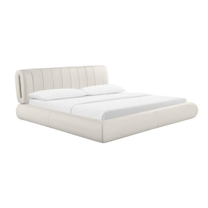 TOV Furniture Karol Cream Performance Vegan Leather Bed - Luxurious Italian Design with Durable Comfort & Style King TOV-B68948