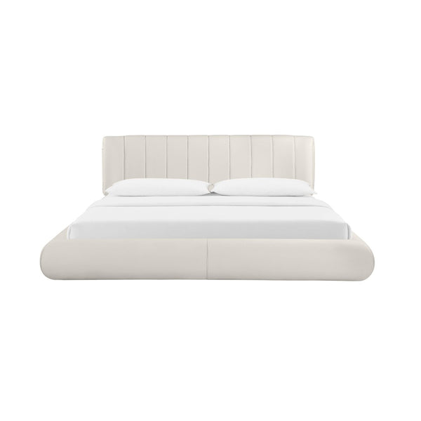 TOV Furniture Karol Cream Performance Vegan Leather Bed - Luxurious Italian Design with Durable Comfort & Style King TOV-B68948