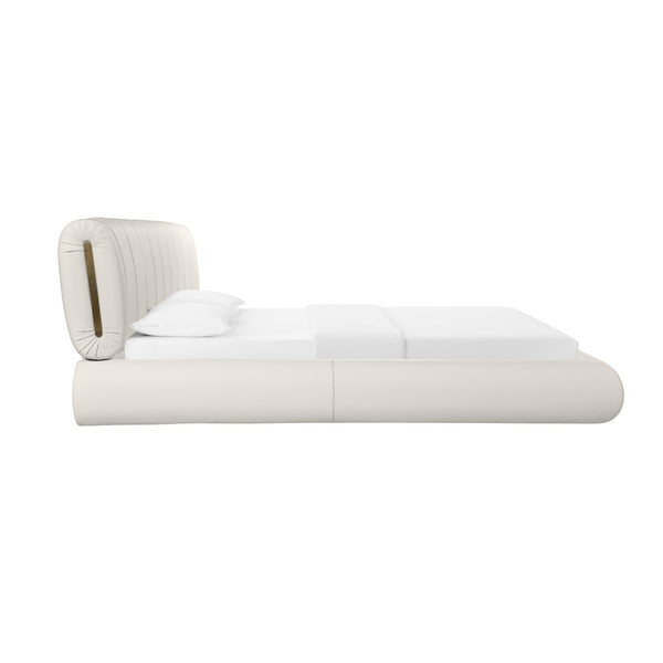 TOV Furniture Karol Cream Performance Vegan Leather Bed - Luxurious Italian Design with Durable Comfort & Style King TOV-B68948