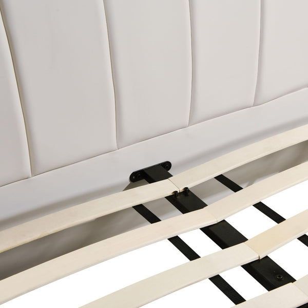 TOV Furniture Karol Cream Performance Vegan Leather Bed - Luxurious Italian Design with Durable Comfort & Style King TOV-B68948