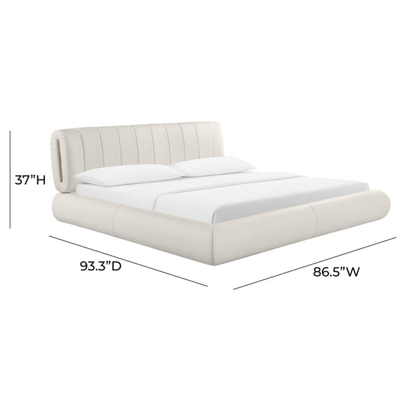 TOV Furniture Karol Cream Performance Vegan Leather Bed - Luxurious Italian Design with Durable Comfort & Style King TOV-B68948