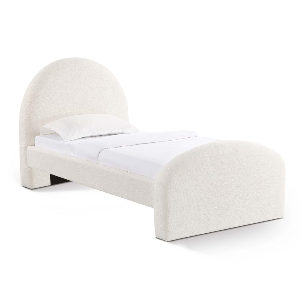 TOV Furniture Moon Cream Boucle Twin Bed - Elegant Art Deco Style with Optional Trundle for Modern & Vintage Spaces TOV-B69110