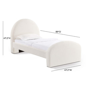TOV Furniture Moon Cream Boucle Twin Bed - Elegant Art Deco Style with Optional Trundle for Modern & Vintage Spaces TOV-B69110