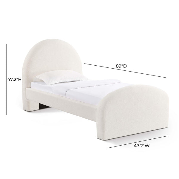 TOV Furniture Moon Cream Boucle Twin Bed - Elegant Art Deco Style with Optional Trundle for Modern & Vintage Spaces TOV-B69110