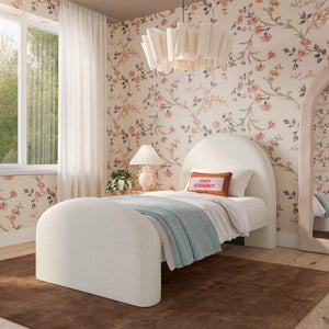 TOV Furniture Moon Cream Boucle Twin Bed - Elegant Art Deco Style with Optional Trundle for Modern & Vintage Spaces TOV-B69110