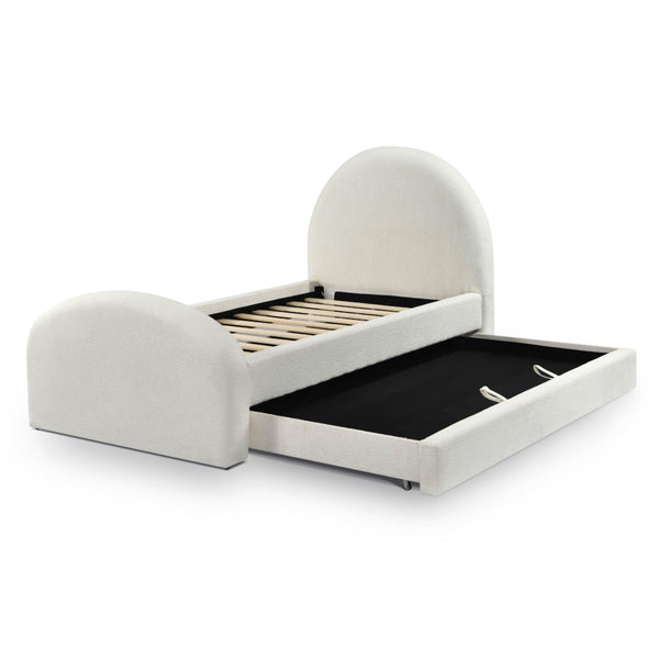 TOV Furniture Moon Cream Boucle Twin Trundle Bed – Stylish Art Deco Design with Extra Sleep Space & Storage Options TOV-B69111
