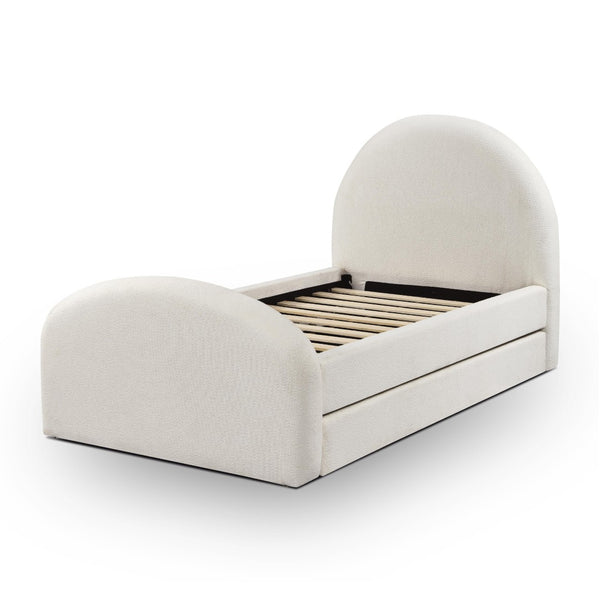 TOV Furniture Moon Cream Boucle Twin Trundle Bed – Stylish Art Deco Design with Extra Sleep Space & Storage Options TOV-B69111