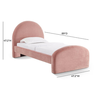 TOV Furniture Moon Rose Upcycled Chenille Twin Bed - Elegant Eco-Friendly Design with Trundle & Vintage Glamour TOV-B69112