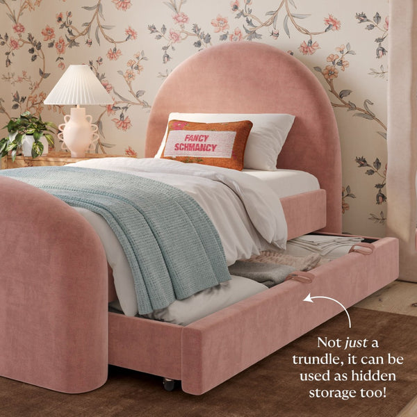 TOV Furniture Moon Rose Upcycled Chenille Twin Trundle Bed – Stylish Eco-Friendly Comfort for Guests & Kids TOV-B69113