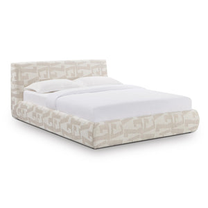 TOV Furniture Isla Cream Jacquard Pattern Bed – Luxurious Comfort with Plush Headboard for a Serene Bedroom Retreat Queen TOV-B69120