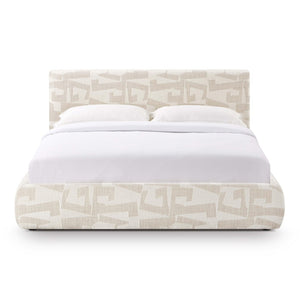 TOV Furniture Isla Cream Jacquard Pattern Bed – Luxurious Comfort with Plush Headboard for a Serene Bedroom Retreat Queen TOV-B69120
