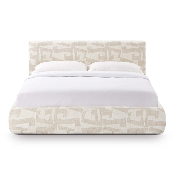 TOV Furniture Isla Cream Jacquard Pattern Bed – Luxurious Comfort with Plush Headboard for a Serene Bedroom Retreat Queen TOV-B69120