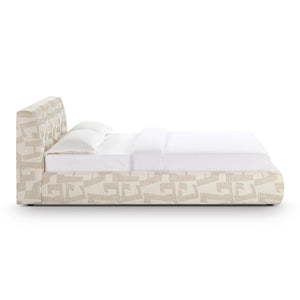 TOV Furniture Isla Cream Jacquard Pattern Bed – Luxurious Comfort with Plush Headboard for a Serene Bedroom Retreat Queen TOV-B69120
