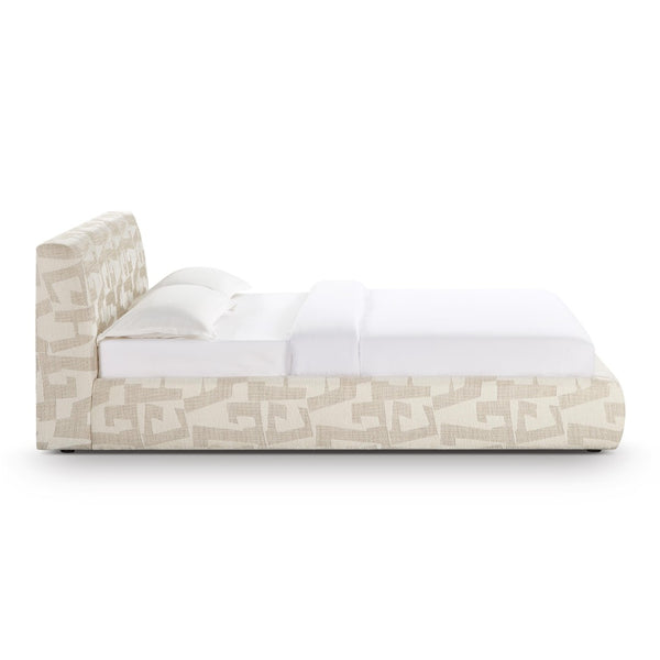 TOV Furniture Isla Cream Jacquard Pattern Bed – Luxurious Comfort with Plush Headboard for a Serene Bedroom Retreat Queen TOV-B69120