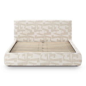 TOV Furniture Isla Cream Jacquard Pattern Bed – Luxurious Comfort with Plush Headboard for a Serene Bedroom Retreat Queen TOV-B69120