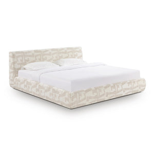 TOV Furniture Isla Cream Jacquard Pattern Bed – Luxurious Comfort with Plush Headboard for a Serene Bedroom Retreat King TOV-B69121