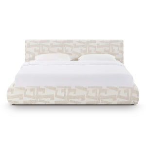 TOV Furniture Isla Cream Jacquard Pattern Bed – Luxurious Comfort with Plush Headboard for a Serene Bedroom Retreat King TOV-B69121