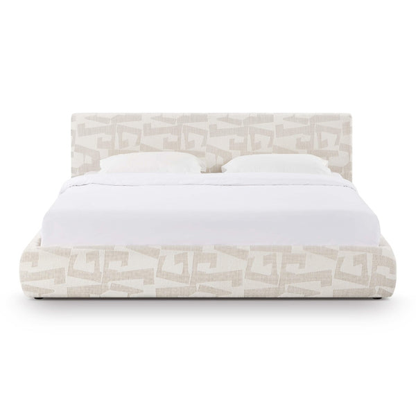 TOV Furniture Isla Cream Jacquard Pattern Bed – Luxurious Comfort with Plush Headboard for a Serene Bedroom Retreat King TOV-B69121