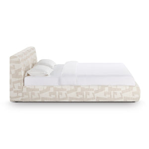 TOV Furniture Isla Cream Jacquard Pattern Bed – Luxurious Comfort with Plush Headboard for a Serene Bedroom Retreat King TOV-B69121