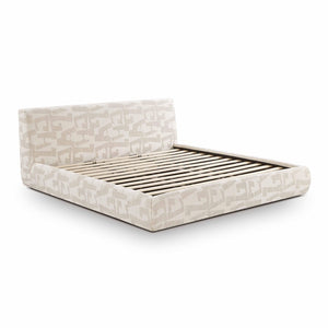 TOV Furniture Isla Cream Jacquard Pattern Bed – Luxurious Comfort with Plush Headboard for a Serene Bedroom Retreat King TOV-B69121