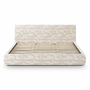 TOV Furniture Isla Cream Jacquard Pattern Bed – Luxurious Comfort with Plush Headboard for a Serene Bedroom Retreat King TOV-B69121