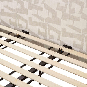 TOV Furniture Isla Cream Jacquard Pattern Bed – Luxurious Comfort with Plush Headboard for a Serene Bedroom Retreat King TOV-B69121