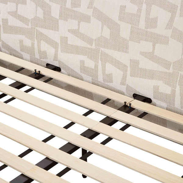 TOV Furniture Isla Cream Jacquard Pattern Bed – Luxurious Comfort with Plush Headboard for a Serene Bedroom Retreat King TOV-B69121